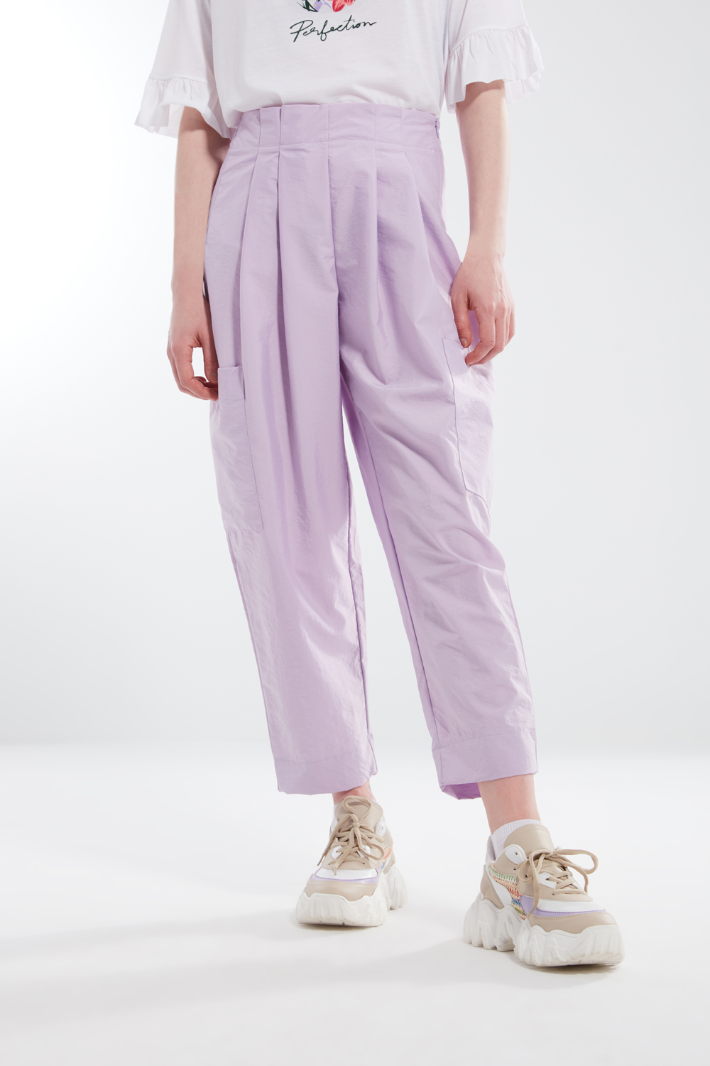 Pocketed Lilac Plier Detailed Trousers