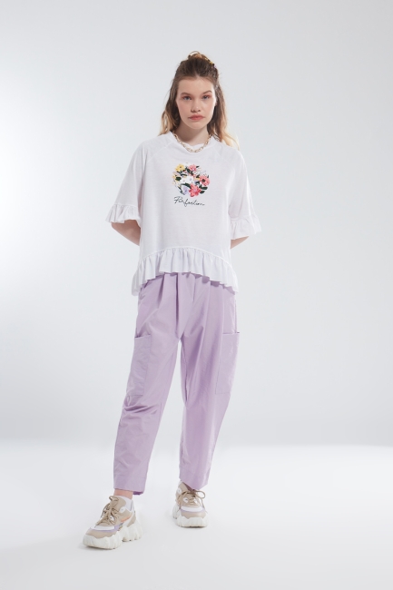 Mizalle - Pocketed Lilac Plier Detailed Trousers