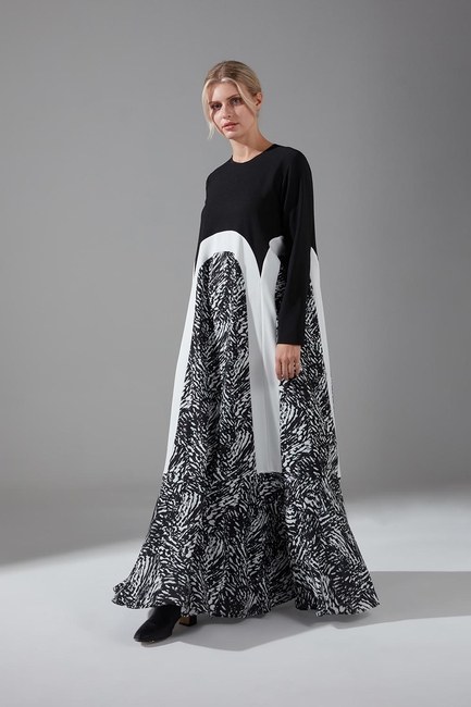 Mizalle - Polka Dot Chiffon Dress (Patterned)