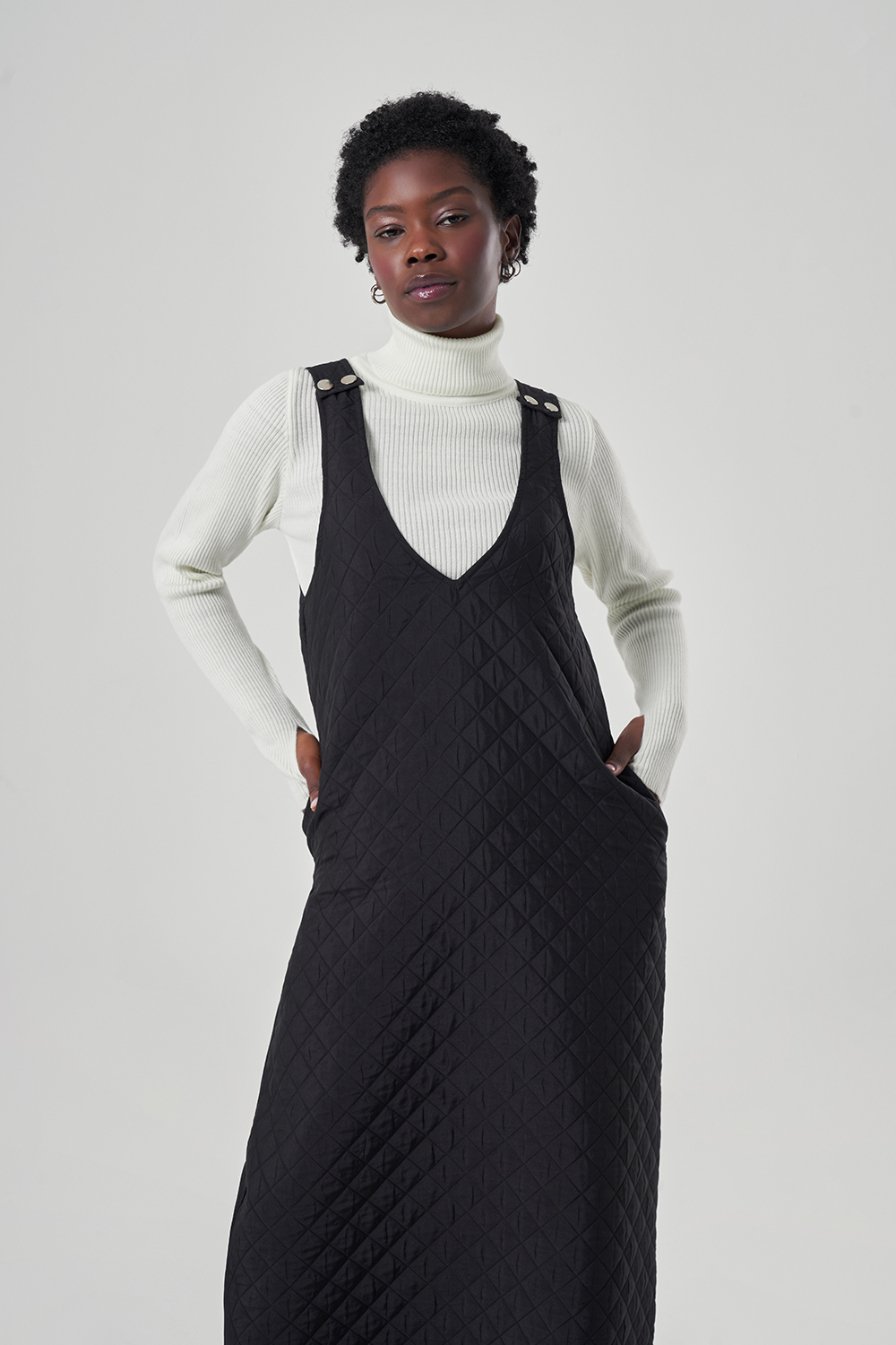 Quilted Black Gilet Dress