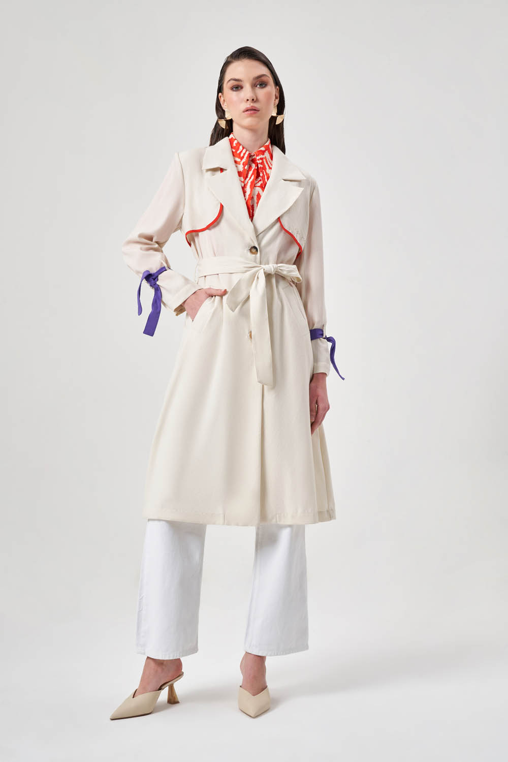 Recycle Colored Beige Trench Coat