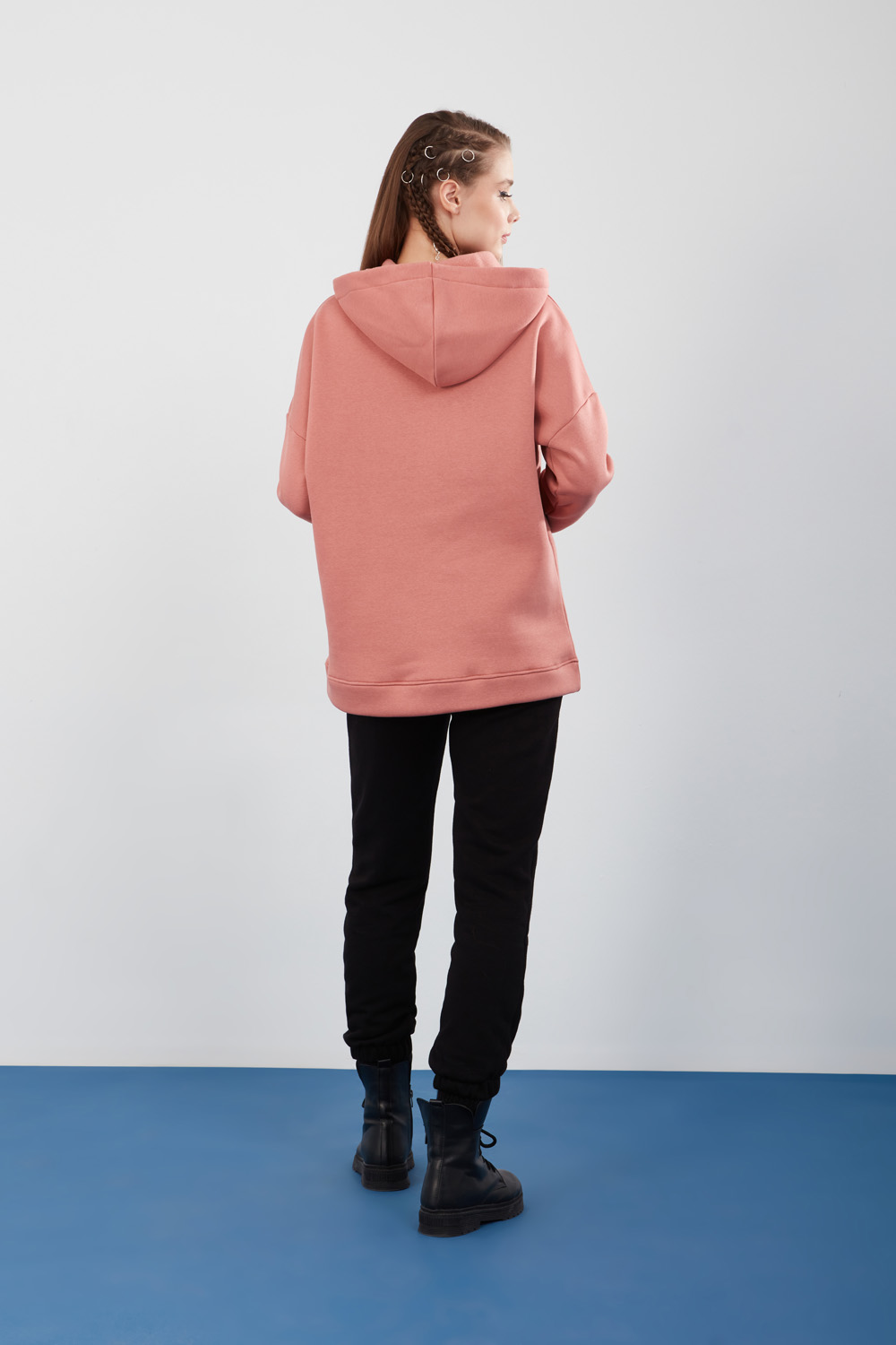 Rose Hooded Winter Sweatshirt with Pockets