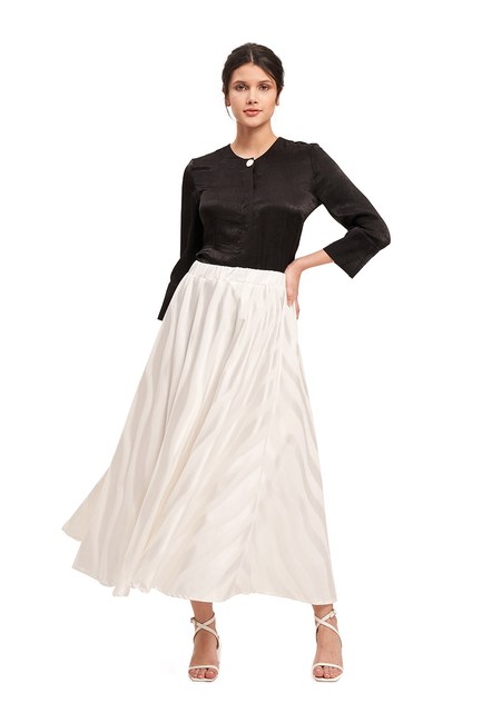 Satin Flared Skirt (White)