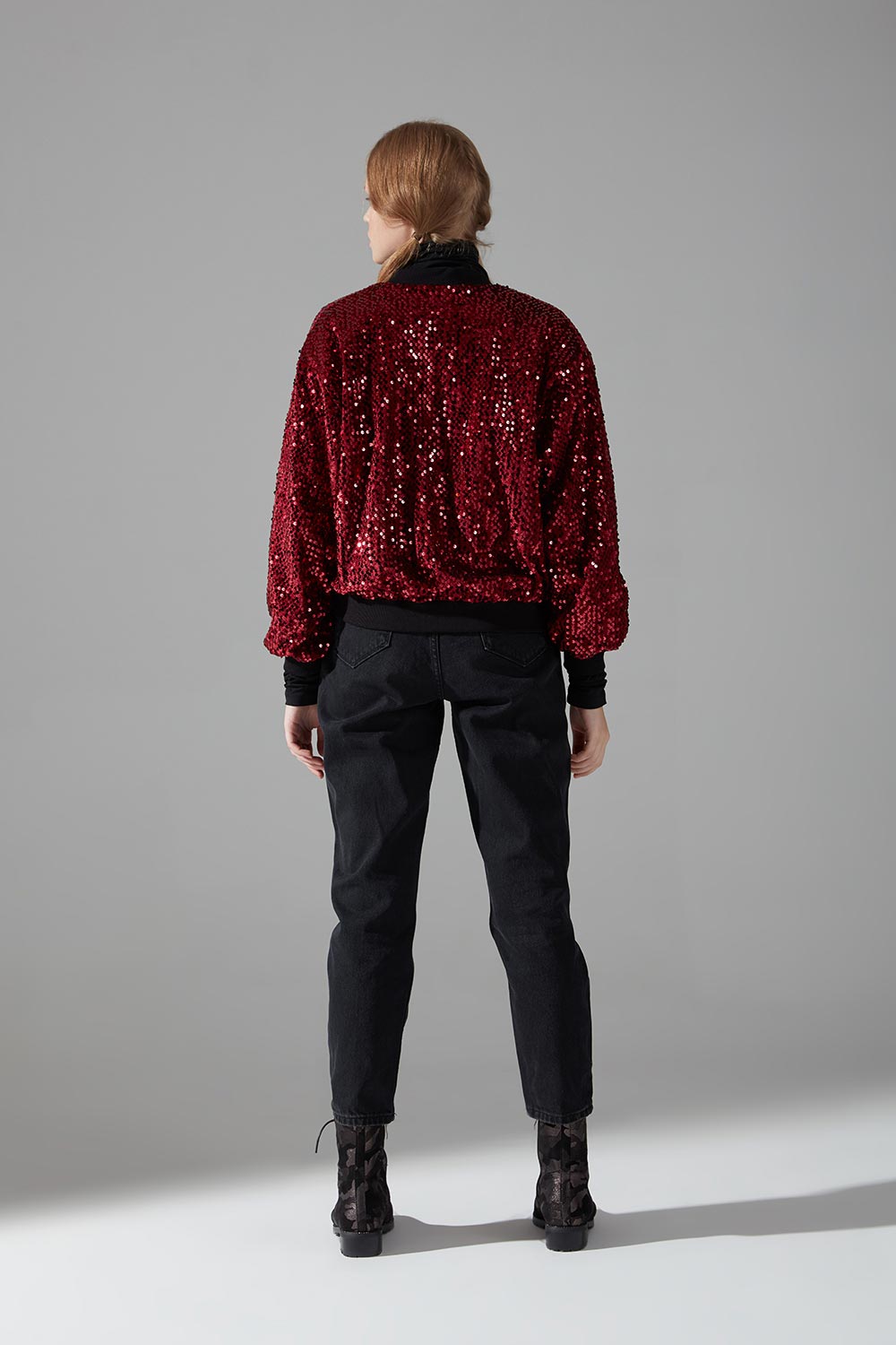 Sequined Bomber (Claret Red) 