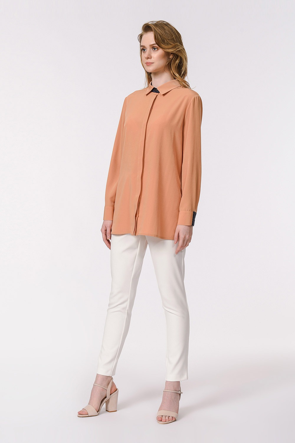 Side Pleated Shirt Blouse (Saffron) 