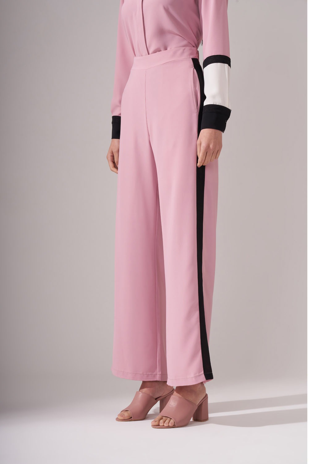 Silvery Banded Trousers (Dusty Rose)