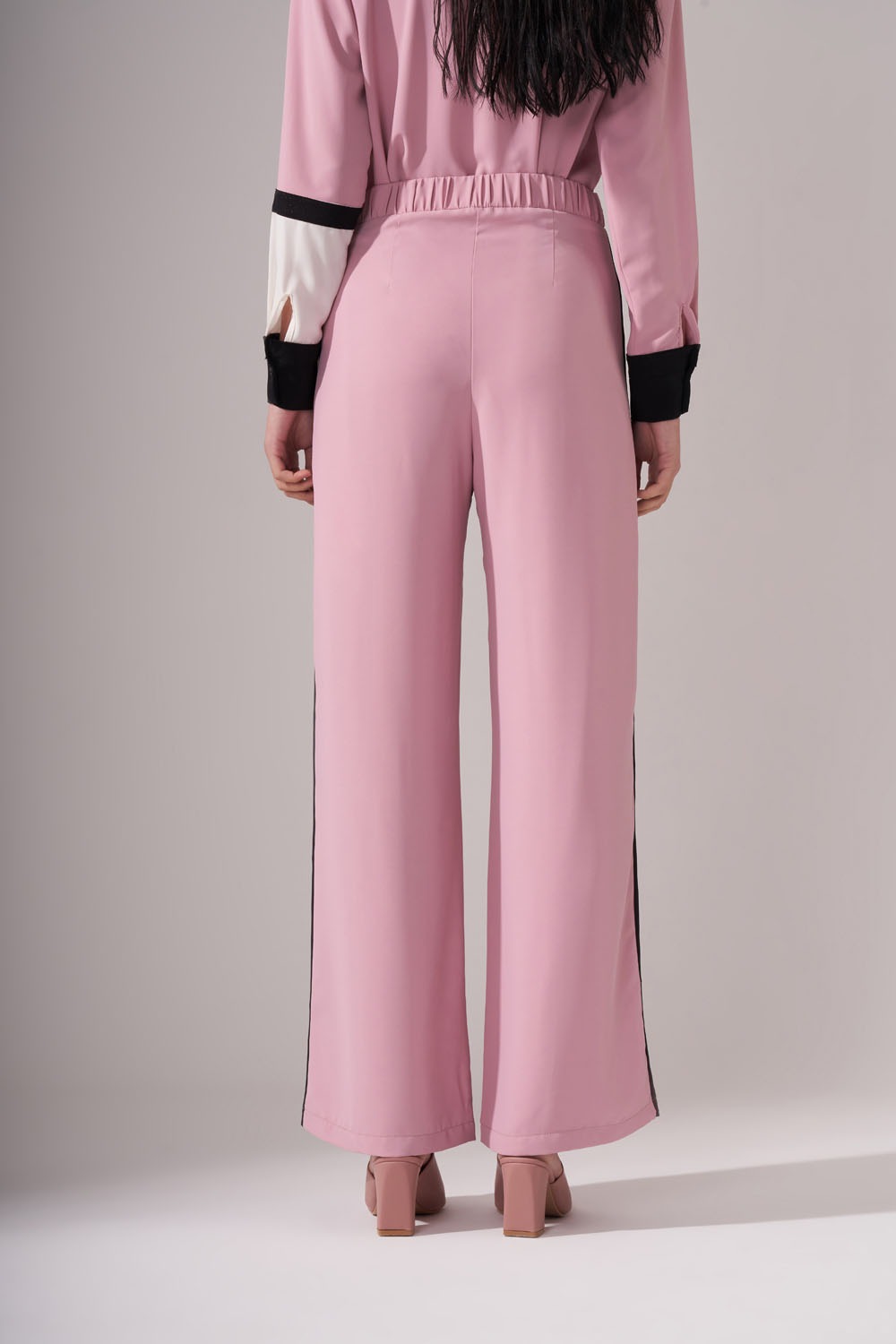 Silvery Banded Trousers (Dusty Rose)