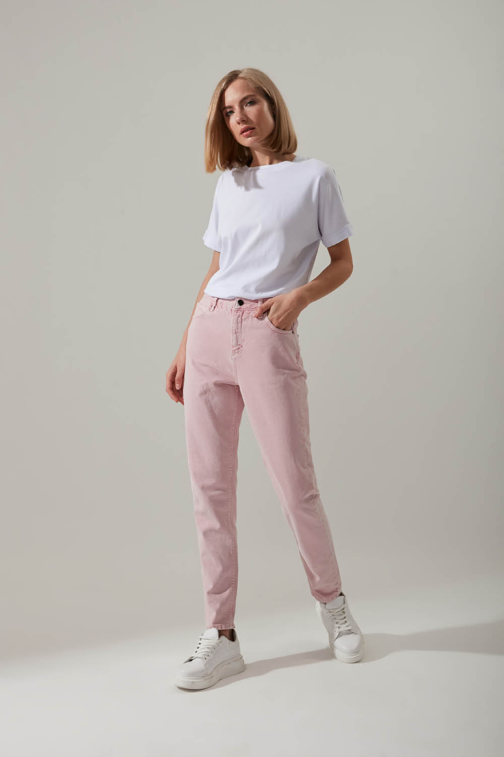 Skinny Denim Trousers (Pink)