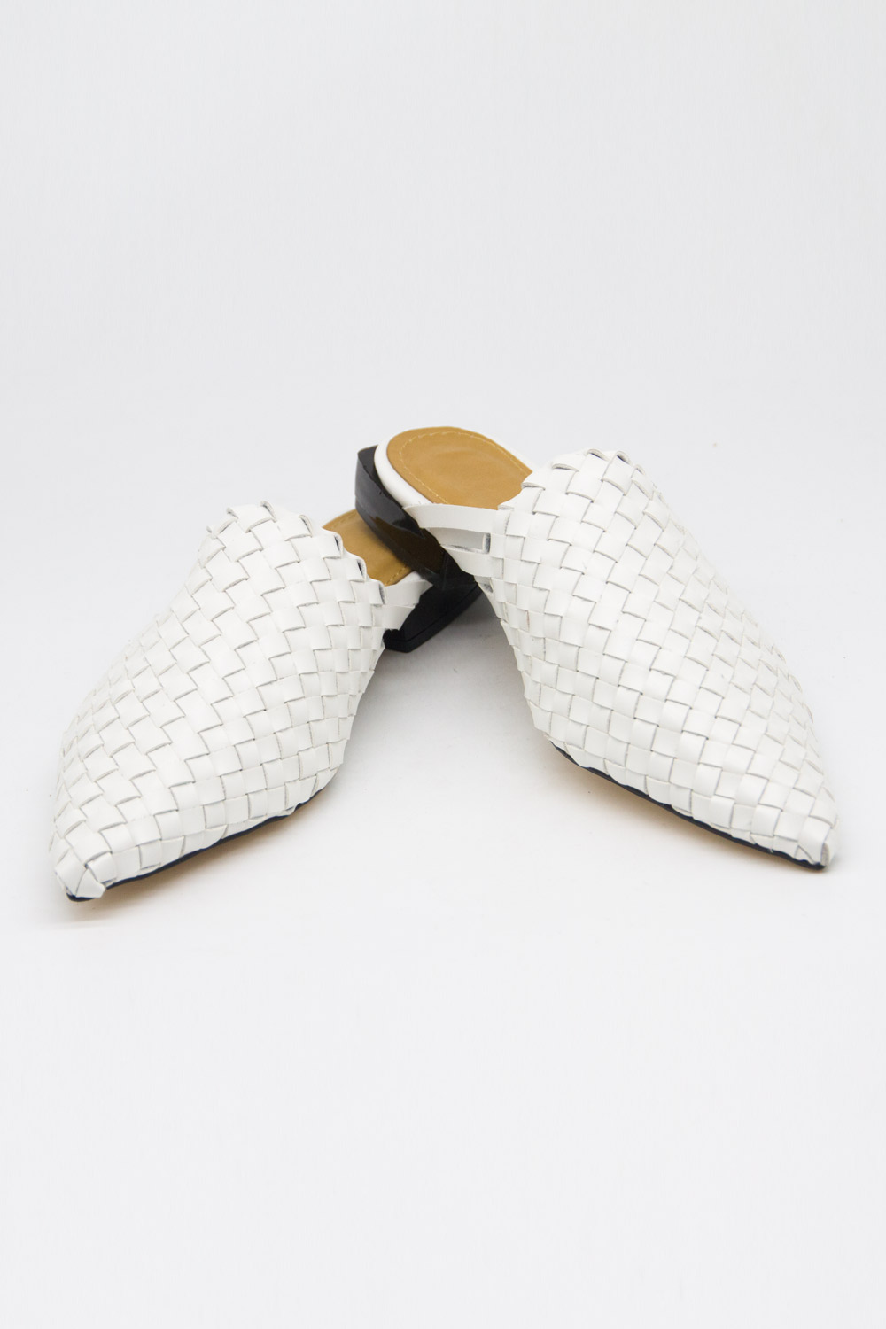 Straw Look Mule Slippers (White)