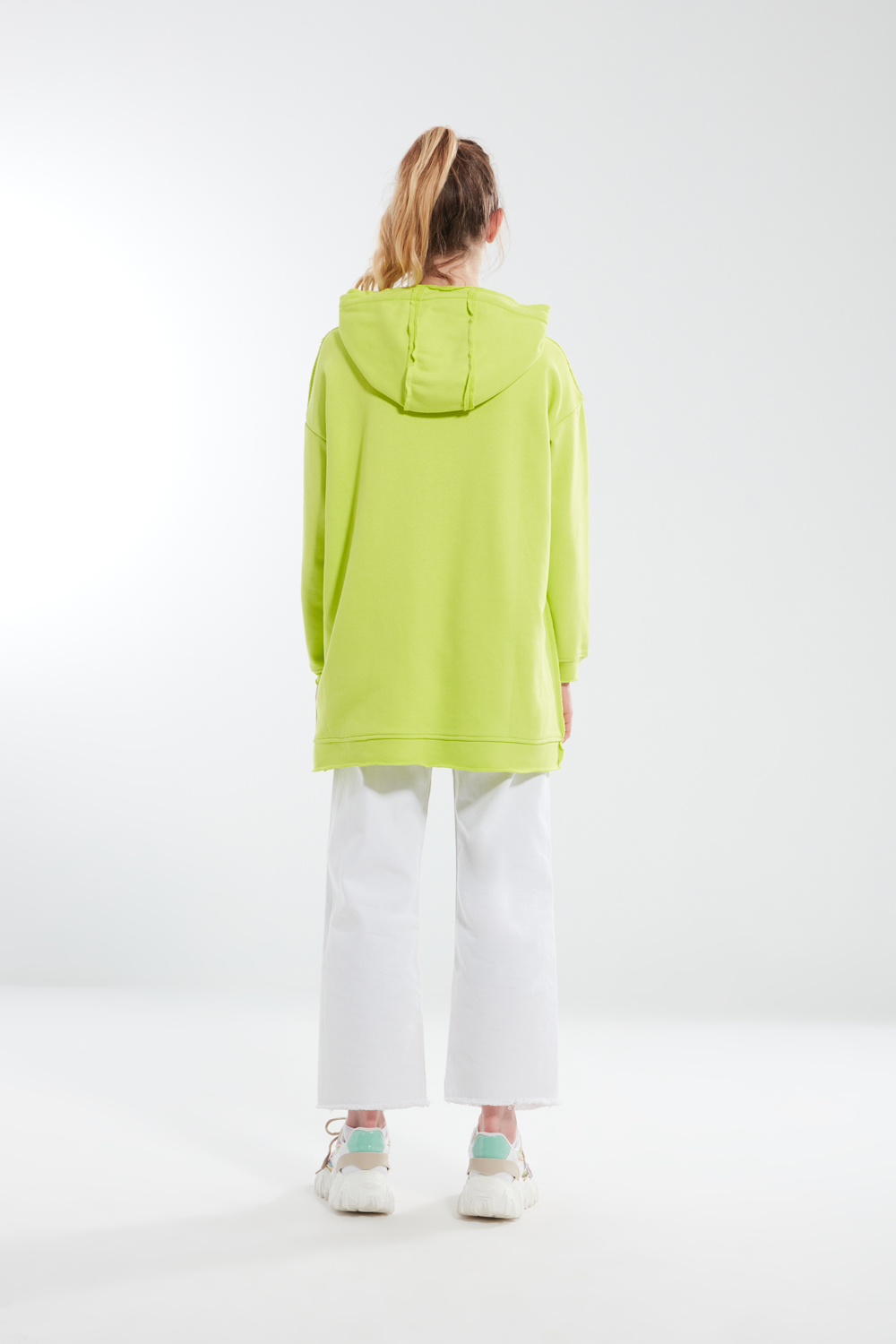 Three Thread Neon Green Sweatshirt with Pockets