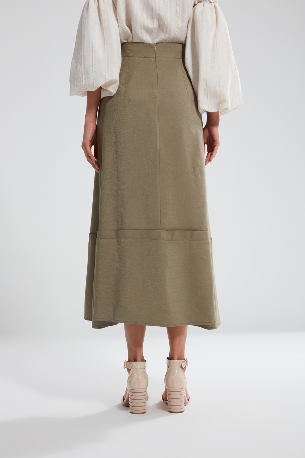 Tie Waist Khaki Design Skirt