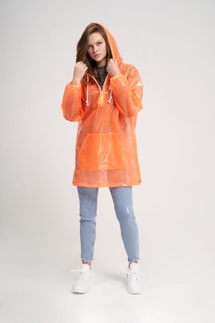 Mizalle - Transparent Raincoat (Orange) 