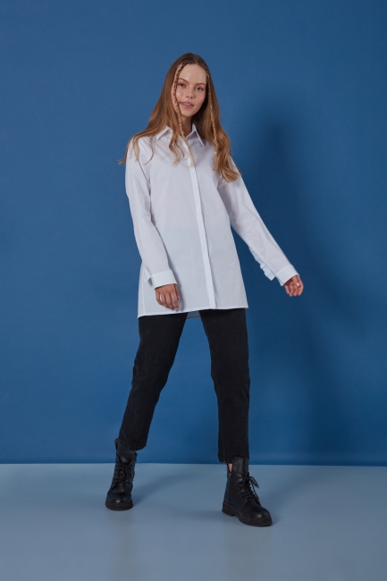Mizalle - White Shirt with Ruffle Details