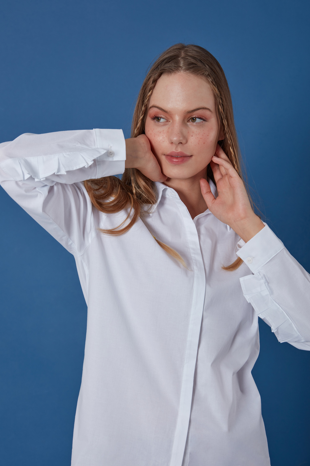 White Shirt with Ruffle Details