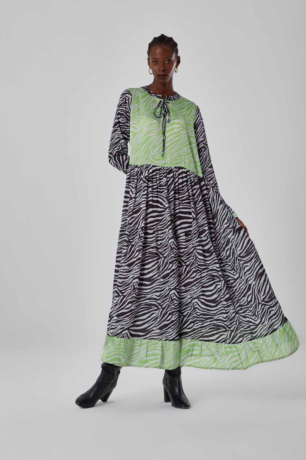 Zebra Block Color Dress