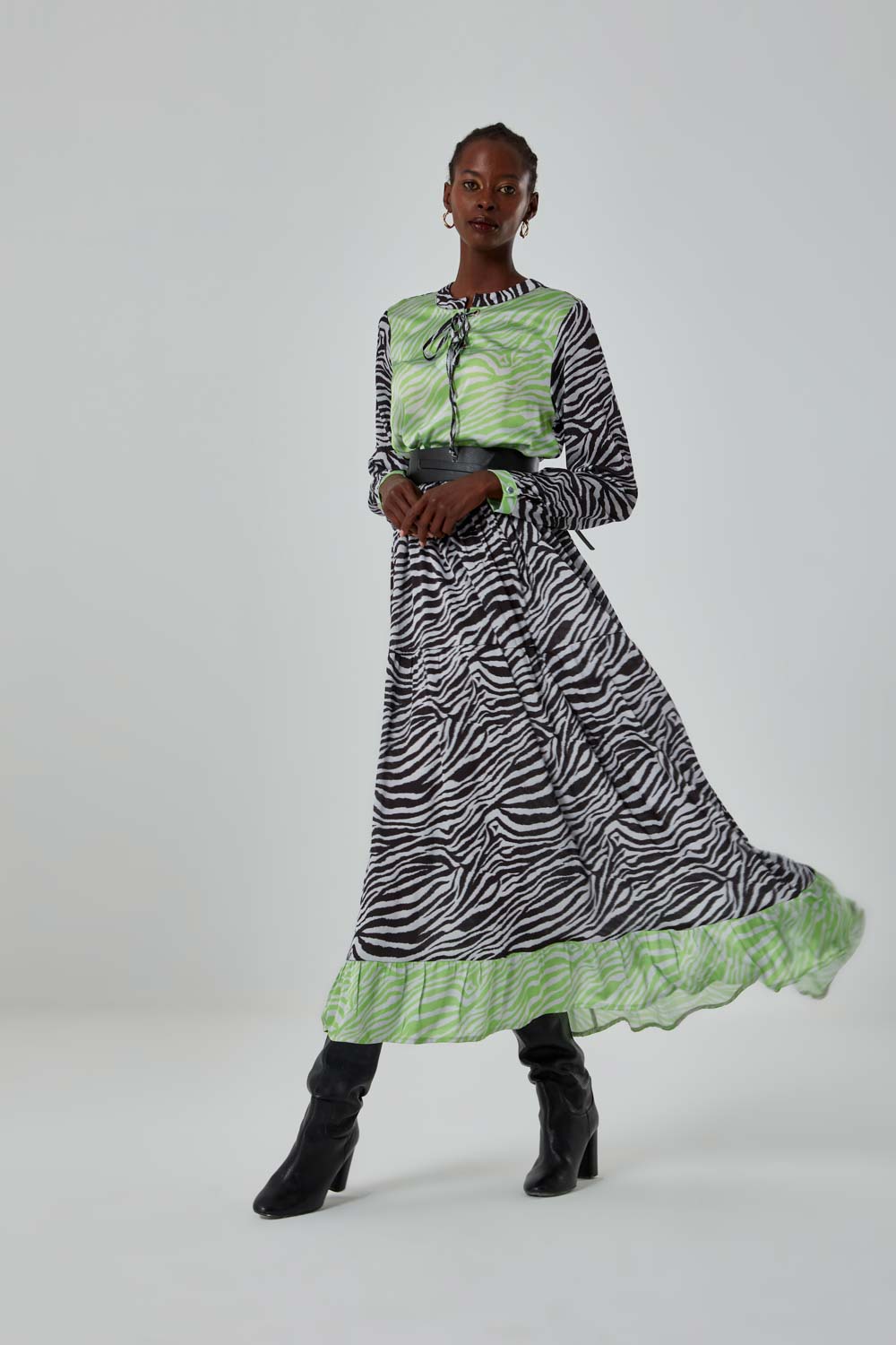 Zebra Block Color Dress