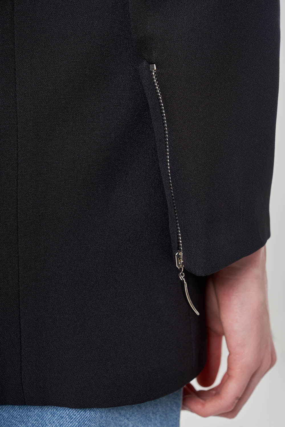 Zipper Detailed Black Jacket