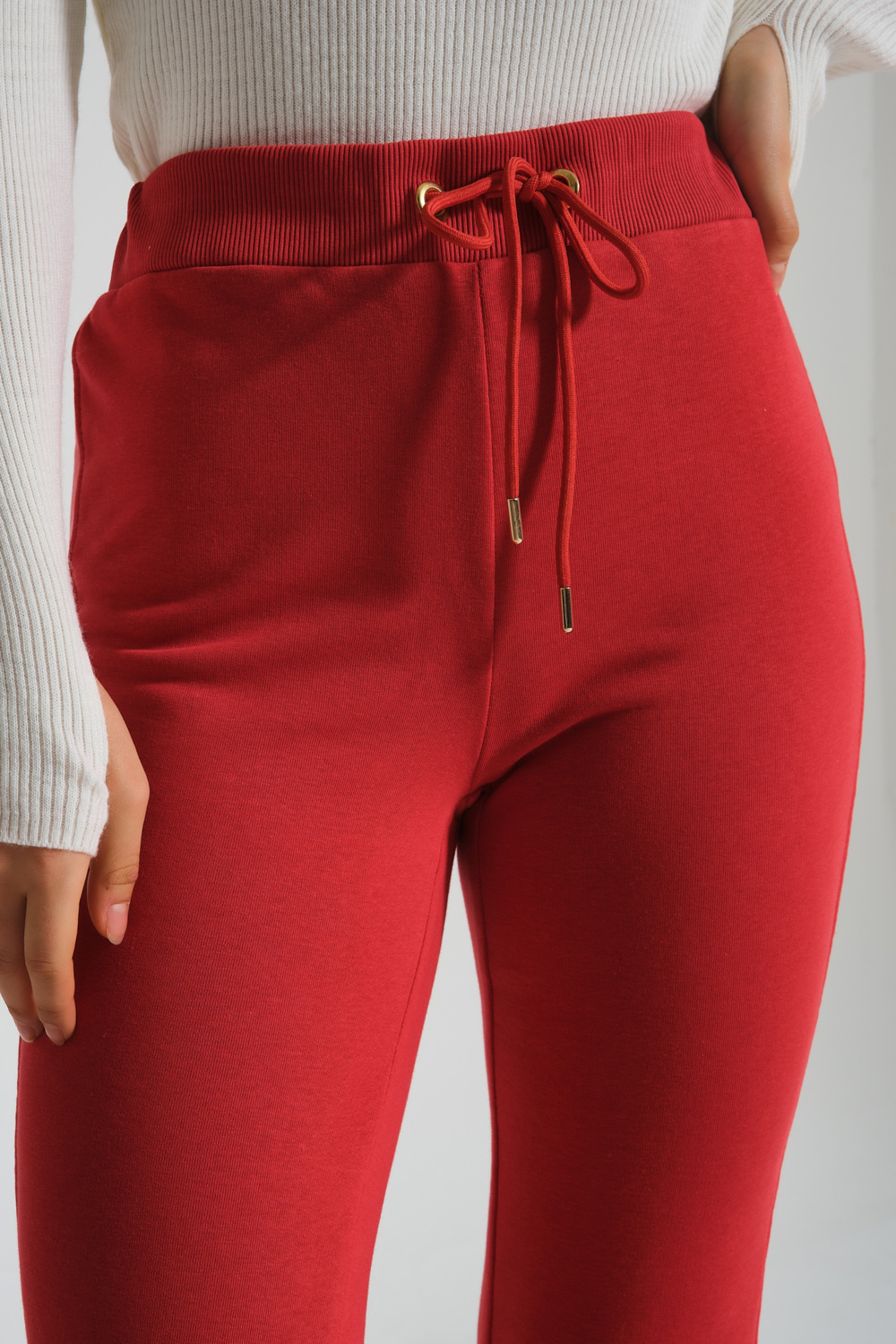 Garnili Üç İplik Kırmızı Pantolon
