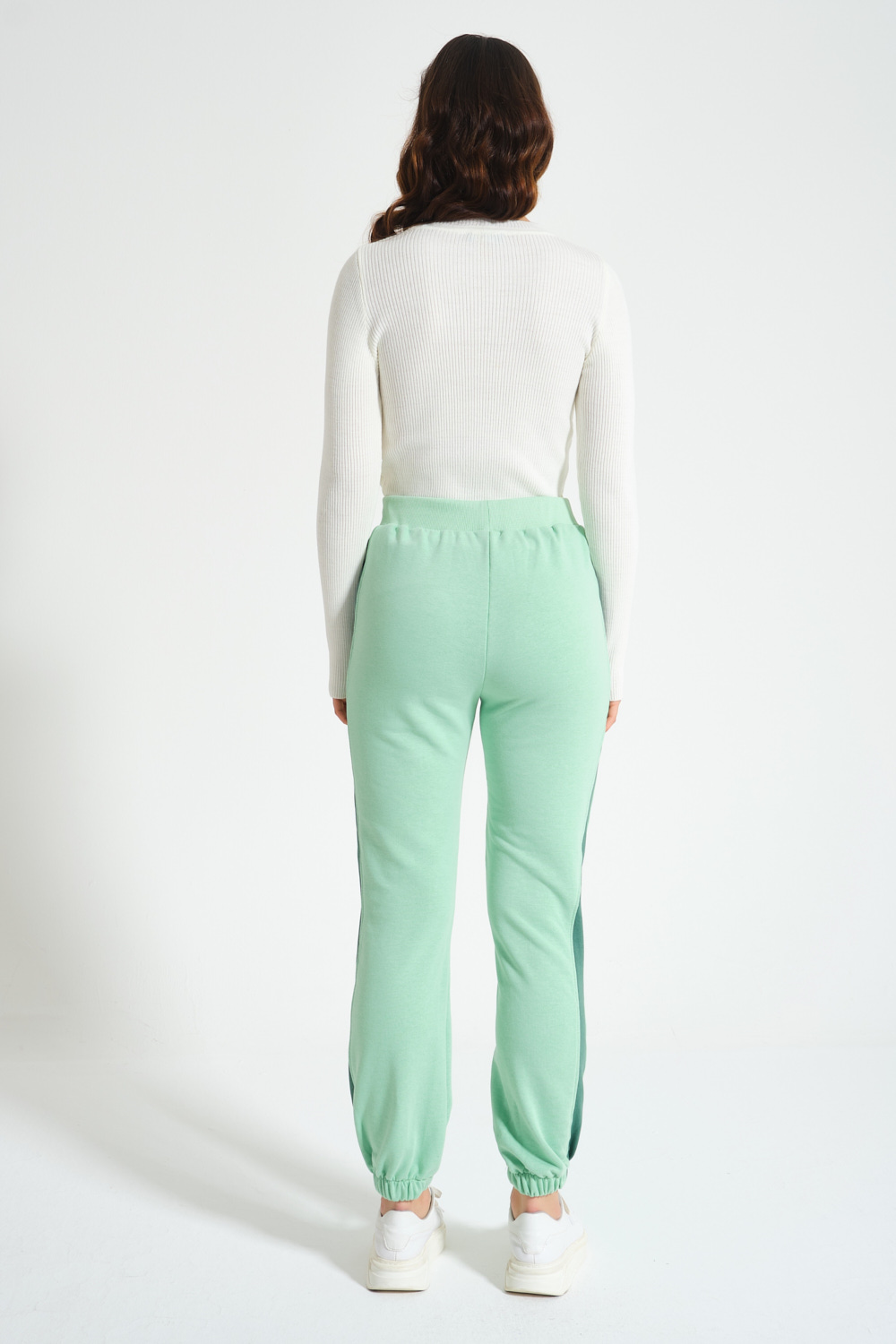 Garnili Üç İplik Yeşil Pantolon