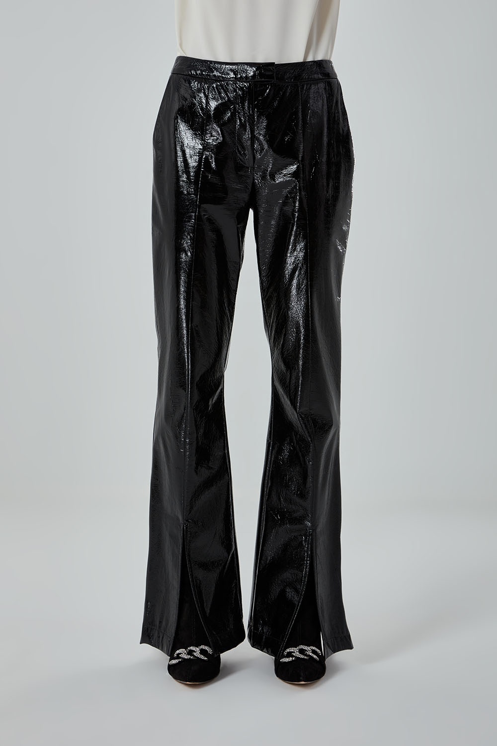 Kraş Yırtmaç Detaylı Siyah Pantolon