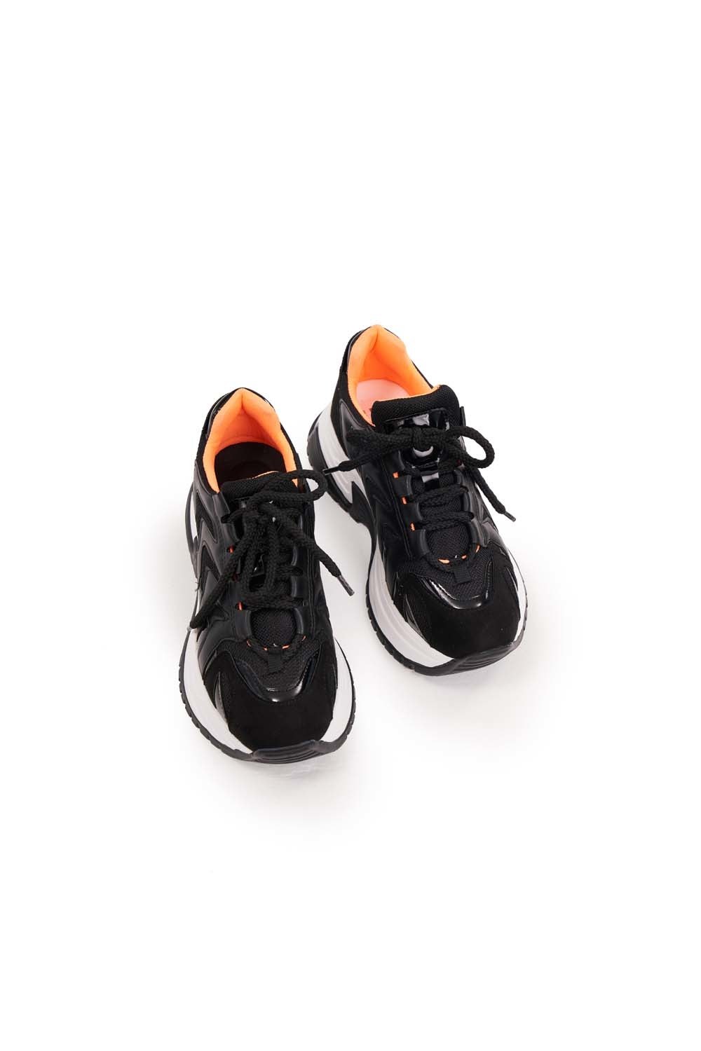 Neon Şeritli Spor Ayakkabı (Siyah)