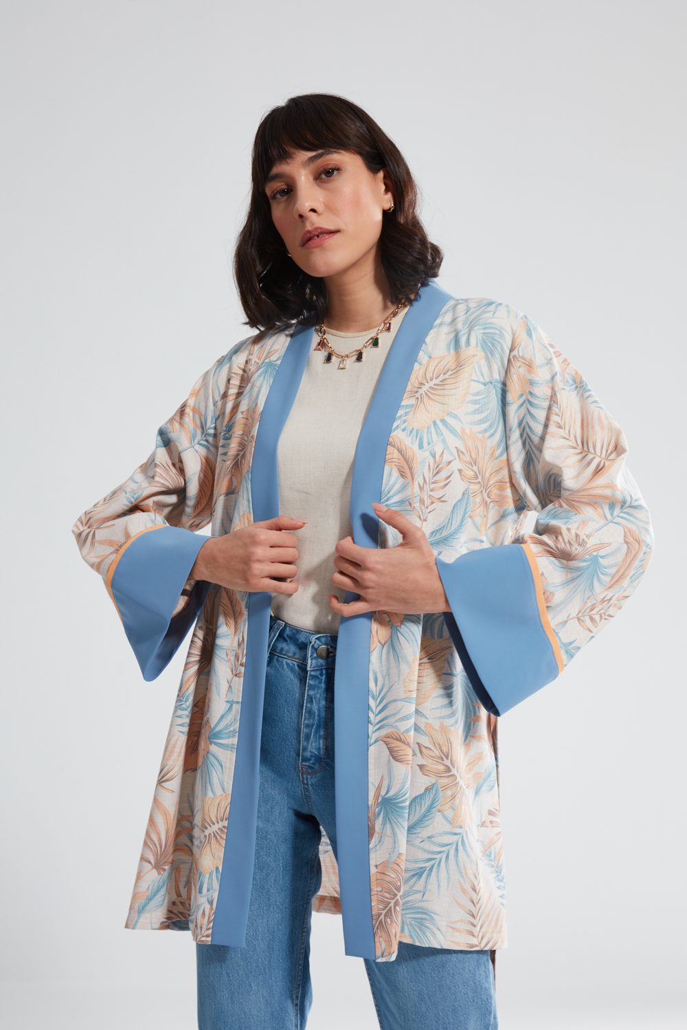 Palmiye Desenli Kimono