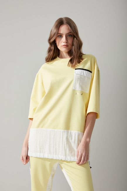 Mizalle - Cepli Sarı Sweatshirt