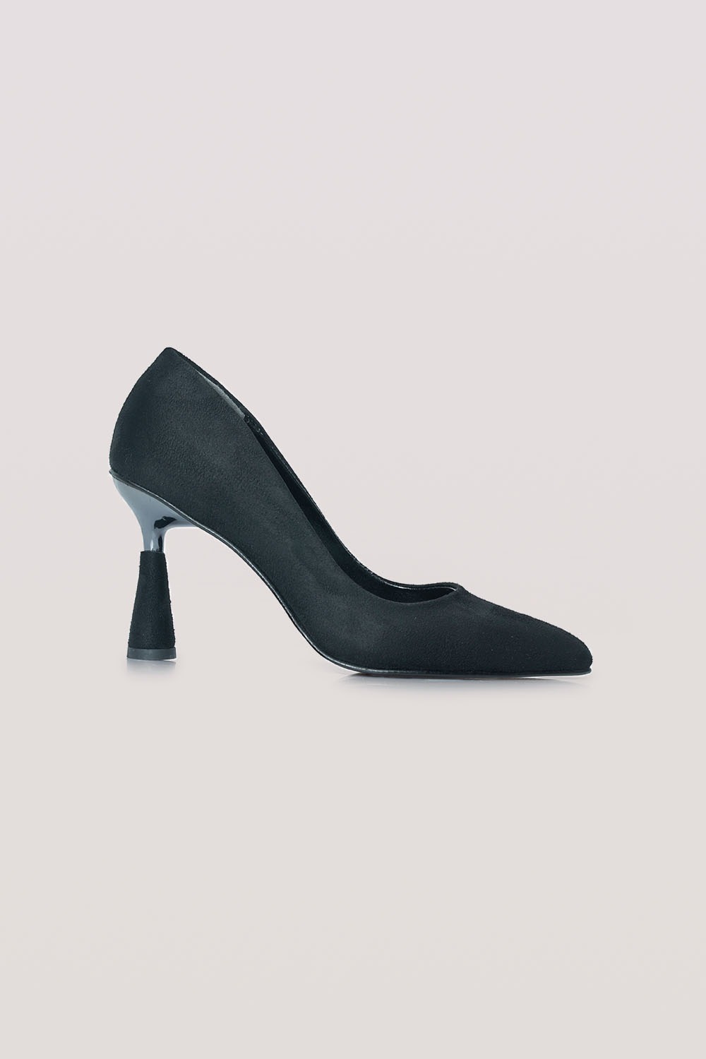 Parlak Topuklu Süet Ayakkabı (Siyah)