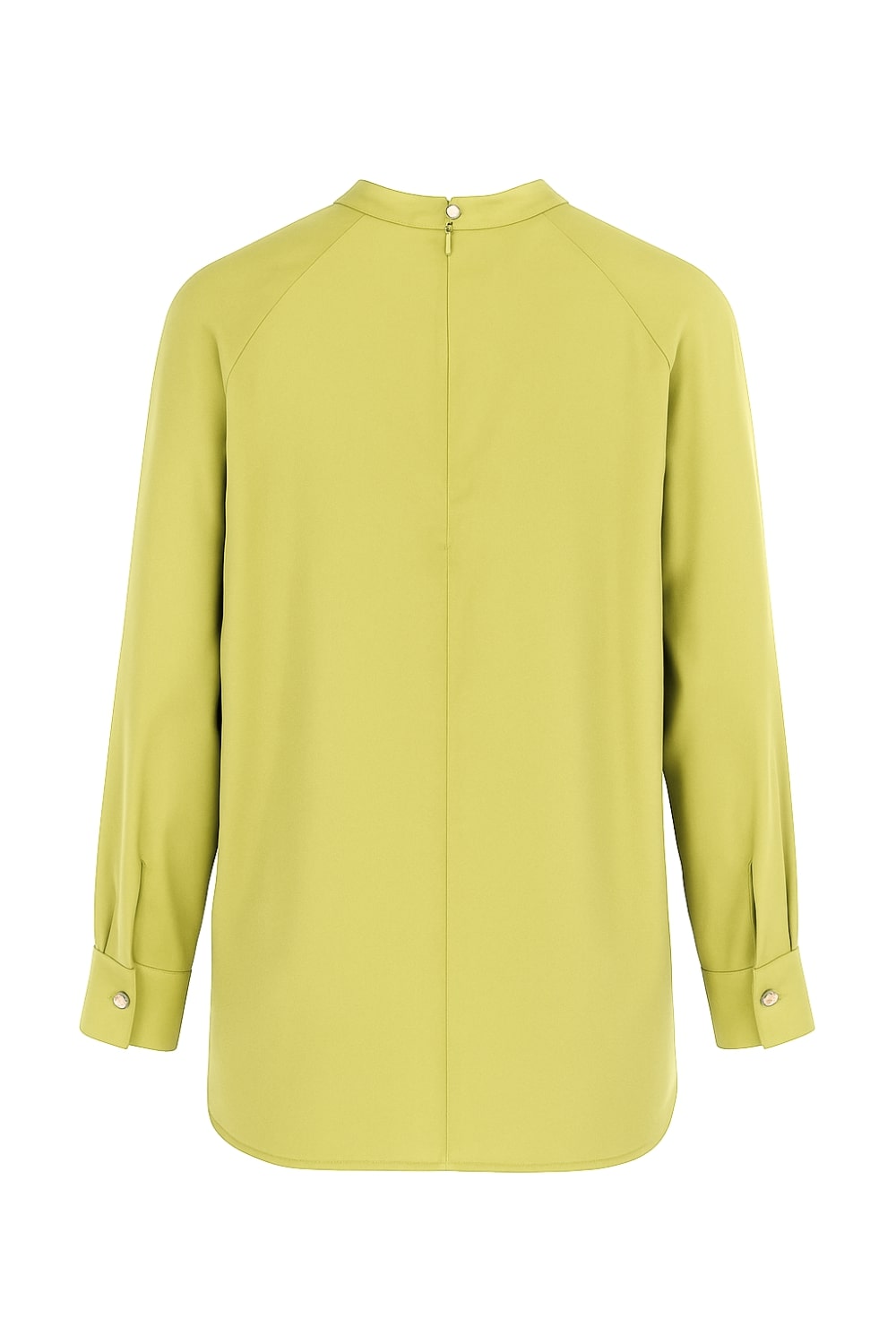 Mizalle Reglan Kollu Oversize Uzun Saten Yüksek Yaka Su Yeşili Bluz
