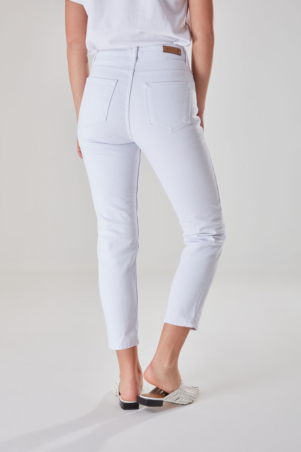 Yüksek Bel Beyaz Jean Pantolon